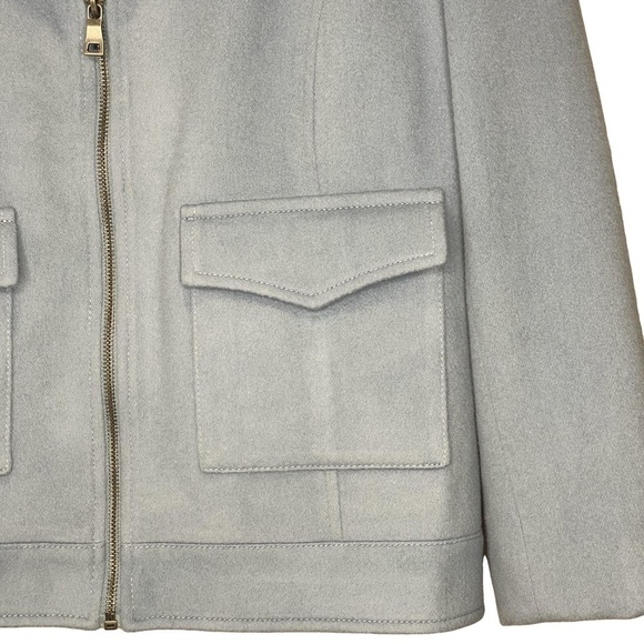 CONRAD C COLLECTION Powder Blue Wool Cashmere Zip Up Quiet Luxury Jacket 12 EUC - Picture 7 of 13